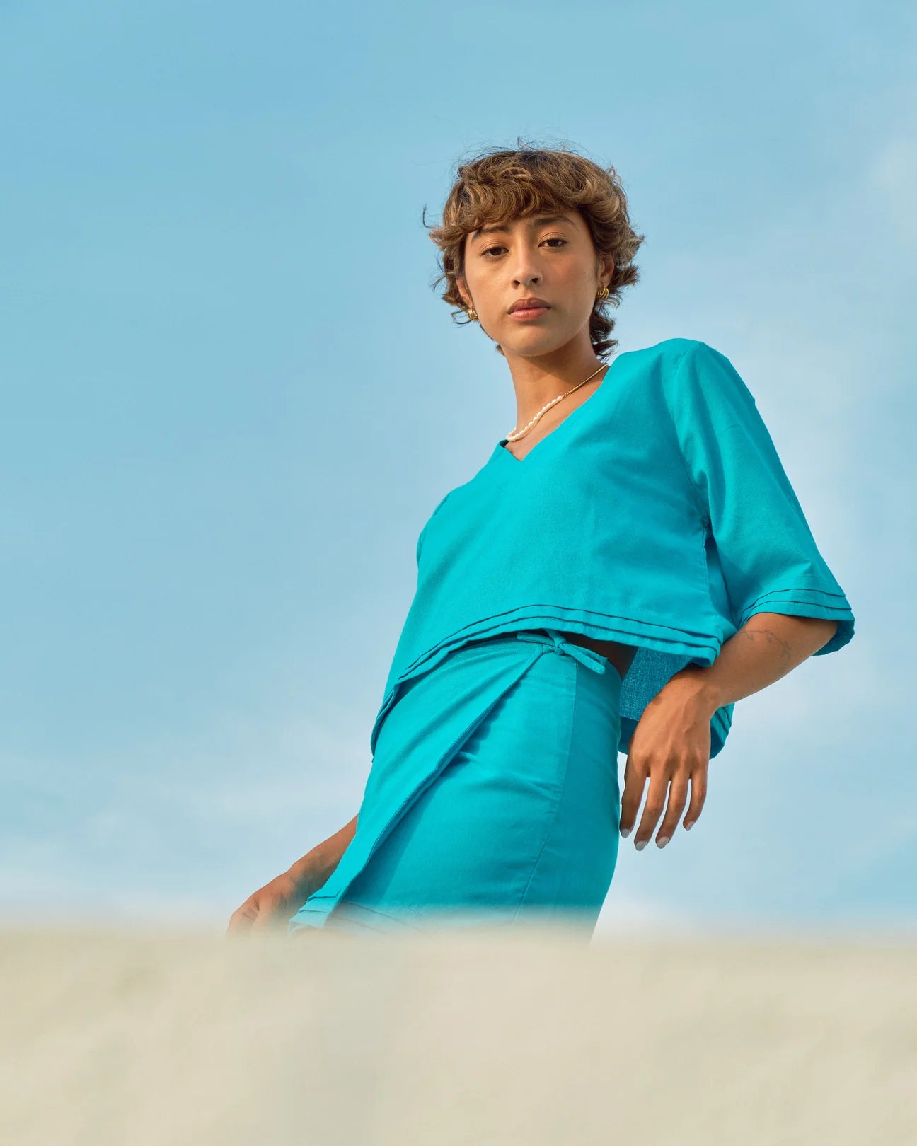 SABINE WRAP SKIRT (AQUA) I FOR PRE-ORDER
